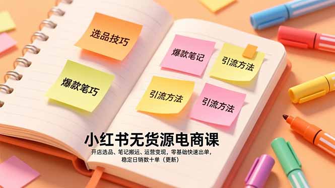 小红书无货源电商课,开店选品、笔记搬运、运营变现,零基础快速出单,稳定日销数十单(更新-87软件库