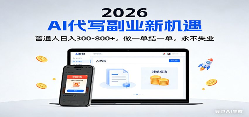2026 副业首选!AI 代写日入 300-800,普通人0门槛,做一单结一单!-87软件库